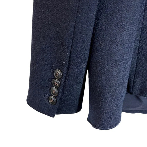 Ann Taylor Navy Blue Blazer Jacket Plus Size 16 Wool Cotton Blend Career Winter - Picture 4 of 8